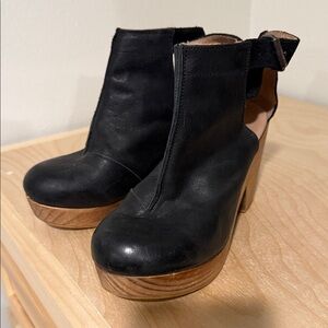 Free People Black Leather Heeled Boots